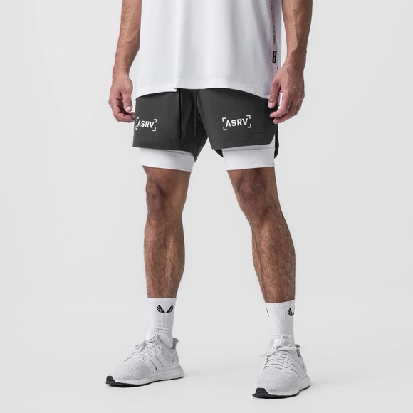 ASRV MENS Black and Gray Shorts - Picture 2 of 9